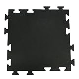 Rubber-Cal Armor-Lock (Fitness) Interlocking Rubber Tiles - 3/8 x 20 x 20 inch - Pack of 16 Solid Rubber Tiles, 44 Square Feet Coverage - Black Rubber Mats