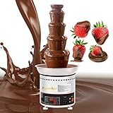 Flyseago Chocolate Fountains Commercial 5 Tiers 9Lbs Large Chocolate Waterfall Machine Stainless Steel Hot Cheese Fondue Tower Easy Assembly Perfect for Candy BBQ Sauce Ranch Liqueurs Digital-control