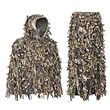 AUSCAMOTEK Leafy Ghillie Suit 3D Hybrid Camouflage Clothing Hunting Turkey Gilly Suits, Green M-L