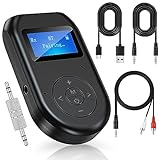Bluetooth Transmitter Receiver, Low Latency 4-in-1 Bluetooth 5.0 Bluetooth Car Adapter with LED Display, Wireless Aux Bluetooth Adapter for Car, PC, TV, Speaker, Headphones, Home Stereo System