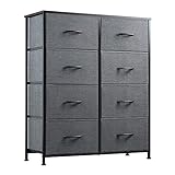 WLIVE Dresser with 8 Drawers, Fabric Dresser for Bedroom, Hallway, Nursery, Entryway, Closets, Sturdy Metal Frame, Wood Tabletop, Easy Pull Handle, Charcoal Gray