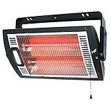 Comfort Zone CZQTV5M Ceiling Mounted Radiant Quartz Infrared Work Shop Space Heater Unit with Adjustable Angle Halogen Lighting