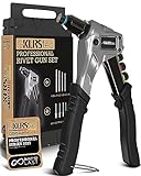 KLRStec Professional Rivet Gun Kit incl. 120 Pop Rivets and 4 HSS Drills - High quality Pop Rivet Tool Kit for processing Blind Rivets