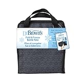 Dr. Brown's Fold & Freeze Bottle Tote, Breastfeeding Essential Cooler Bag, 6 Baby Bottles Milk Storage - Black