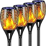 TomCare Solar Outdoor Lights 99 LED Higher & Larger Flickering Flame Solar Torch Lights 43' Waterproof Outdoor Lighting Solar Powered Pathway Lights Christmas Decorations for Garden Patio Yard, 4Pack