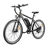 Jasion EB5 Electric Bike for Adults with 360Wh Removable Battery, 40Miles 20MPH Commuting Electric Mountain Bike with 350W Brushless Motor, Shimano 7 Speed, 26' Tires and Front Fork Suspension