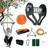 Zipline Kits for Backyards, 45FT 55FT 65FT Zip Lines Slackline Slider Pulley, SZHTMZXC Kids Monkey Bars Toys Gifts, Adults Ninja Warrior Obstacle Course Accessory Outdoor (45FT)