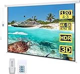 Kayle 120' Motorized Projector Screen Electric Diagonal Automatic Projection 4:3 HD Movies Screen for Home Theater Presentation Education Outdoor Indoor W/Remote Control and Wall/Ceiling Mount (White)