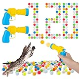 XLSXEXCL Cat Ball Launcher Toy, Cat Toy Balls with 2 Pcs Launcher and 120 Pcs Pom Poms Balls, Cat Toys Interactive for Indoor Cats