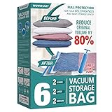 6 Space Saver Vacuum Storage Bags, Vacuum Sealed Storage Bags (2 Jumbo + 2 Large + 2 Medium) with Hand Pump, Vacuum Seal Bags for Clothing, Comforters, Pillows, Towel, Blanket Storage, Bedding