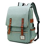 Mancio Vintage Laptop Business Backpack with USB Charging Port for Travelling,  College, Casual Slim Tear Resistant Daypacks for Men,Women, Fits up to 15.6Inch Notebook, Green