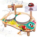 GraceDuck Kids Drum Set for Toddlers: Montessori Musical Instruments Set Toddler Toys - 7 in 1 Wooden Musical Kit Baby Sensory Educational Toys Christmas Birthday Gifts for Boys & Girls Age 2 3 4 5 6