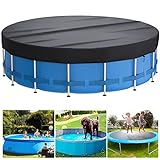 Brosyda Round Winter Pool Cover, 15 Ft Pool Covers for Above Ground Pools, Premium Thickened Cold Proof Above Ground Pool Cover, Ground Stake Design for Wind Stability，Pool Winter Cover-Black