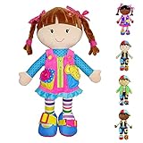 June Garden 15.5' Dressy Friends Belle - Educational Stuffed Plush Doll for Kids and Toddlers 2 Years and Up - Montessori Buckle Soft Toy