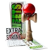 Sweets Kendamas Radar Boost Kendama - Sticky Paint, Improves Hand Eye Coordination, Reflexes, Perfect for Beginners, Extra String Accessory Gift Bundle (Red)