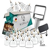 KURGLAS Professional Cupping Therapy Set [24 Cups] - Cupping Therapy Sets with Vacuum Pump & Fascia Scraper - Cupping Set Massage Therapy Cups - Cupping Kit with e-Book - Massage Cups for Cupping