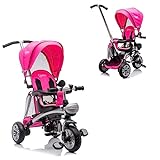 NITOESS Baby Tricycle 6 in 1,Toddler Trike,Kids Stroller W/Adjustable Push Handle,Boys Girls Outdoor Toy Bike,Children Tricycle W/Safety Harness,Brakes,All-Terrain EVA Free Wheel,Pink