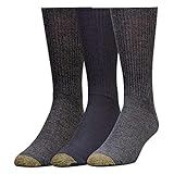 GOLDTOE Men's Fluffies Casual Crew Socks, Assorted (3-Pairs), Large