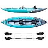 Driftsun Rover Inflatable Tandem Kayak - Driftsun Inflatable White Water Kayak - Inflatable 2 Person Kayak for Adults with High Pressure Floor, Padded Seats, Action Cam Mount, Aluminum Paddles, Pump