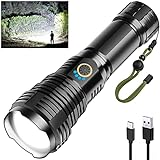 Rechargeable Flashlights 900000 High Lumens, High Power Led Flashlight, XHP70.2 Powerful Tactical Flashlight with Zoomable, 5 Modes, IPX7 Waterproof, Flashlight for Camping, Hiking, Emergencies