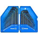 31-Piece Premium Hex Key Allen Wrench Set with Storage Case, SAE and Metric Assortment | L Shape, Chrome Vanadium Steel, Precise and Chamfered Tips | SAE 0.028 inch - 3/8 inch | Metric 0.7mm - 10 mm