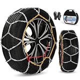 OULEME Snow Chains for SUV Truck Pickup Passenger Car, Anti-Skid Tire Chains, Set of 2, Universal Adjustable Portable Emergency Traction Tire Chains KN130