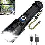 Sogidon Flashlights High Lumens Rechargeable, 900,000 Lumen LED Super Bright Tactical Flash Light Battery Powered, Handheld Light with 5 Modes, USB C Cable, Zoomable, IPX6 Waterproof