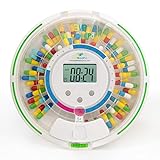 EziMedPil Automatic Pill Dispenser w/Audio & Visual Alerts, up to 6 Alarms/day, 6 Dosage Templates, Easy-Read LCD Display, Lock Medication Dispenser w/Key for Prescriptions, Vitamins & More, Clear Lid