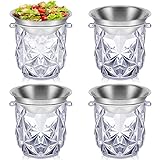 4 Pack 10 oz Dip Chiller Bowl with Acrylic Ice Bowl Base, Ice Serving Bowl Stainless Steel Ice Chilled Serving Dish Iced Salad Bowl Set for Shrimp Cocktail, Chilled Pasta, Potato, Dressing, Fruit