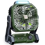 Camping Fan with LED Lantern, 20000mAh 9-inch Rechargeable Battery Operated Portable Tent Fan with Dual Motor, Quiet and Strong Wind, Hang Hook, Perfect Outdoor USB Fan for Picnic, Barbecue, Fishing