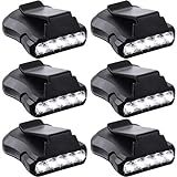 6 Pieces Clip Headlamps Head Lamps Hard Hat Accessories 5 LED Rotatable Cap Hat Light Clip on Flashlight Lights Clip on Cap Lights for Hunting Camping Fishing Black (Black)