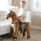 WondeRides Ride on Horse Toy, Kids Ride on Toy (Small Size 3, 30.1 Inch Height) for 3 to 5 Years Old, Pony Ride Plush Walking Animal Mechanical Riding Pony with Wheels, No Battery or Electricity
