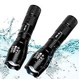 ThuZW 2 Pack Tactical Flashlight Torch, Military Grade 5 Modes XML T6 3000 Lumens Tactical Led Waterproof Handheld Flashlight for Camping Biking Hiking Outdoor Home Emergency