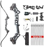 TOPOINT ARCHERY R3 Hunting Recurve Bow and Arrows for Adults,Takedown Recurve Bow Package,Ready to Shoot Archery Kit,40lbs,45lbs,50lbs / Black,Ghost,Camo Colors Can Be Selected (Ghost, 40LB)