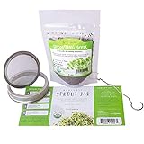 Organic Broccoli Sprout Growing Kit - Includes 316 Stainless Steel Sprouting Lid, Sprout Stand, and Organic Non-GMO Broccoli Sprouts Seeds - Complete Broccoli Sprout Kit by Handy Pantry & Trellis + Co