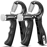 KDG Hand Grip Strengthener 2 Pack(Black) Adjustable Resistance 10-130 lbs Forearm Exerciser，Grip Strength Trainer for Muscle Building and Injury Recovery for Athletes