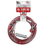 BV Dog Trolley Cable, Dog Trolley System, Camping for Dogs - Up to 125 lbs | Dog Runner Outside, Dog Cable for Yard Heavy Duty | Dog Cable 60 ft | Outdoor Camping Zipline (125lbs/ 60ft/ Trolley)