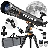ABOTEC Telescope for Adults Astronomy, 90mm Aperture 800mm Refractor Telescopes for Kids & Beginners, (32X-400X) Multi-Coated High Transmission Telescope with Carry Bag & Phone Mount &Wireless Control