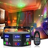 WEBUPAR Party Laser Lights, RGB 15 Eyes Disco Lights, Strobe Stage Light Sound Activated Led Projector with Remote Control, Portable DJ Light for Party Bar Christmas Birthday Wedding