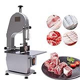 Commercial Meat Bone Saw Machine, 1500W Heavy Duty Frozen Meat Cutter 210mm Sawing Wheel, Butcher Meat Bandsaw Thickness Adjustable, Designed for Cutting Fish Hoof Beef Bone