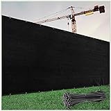 ColourTree 4' x 50' Black Fence Privacy Screen Windscreen Cover Fabric Shade Tarp Netting Mesh Cloth - Commercial Grade 170 GSM - Cable Zip Ties Included - We Make Custom Size