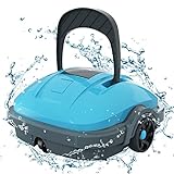 WYBOT Cordless Robotic Pool Cleaner, Automatic Pool Vacuum, Powerful Suction, IPX8 Waterproof, Dual-Motor, 180μm Fine Filter for Above/In Ground Flat Pool Up to 525 Sq.Ft -Osprey200 (Blue)