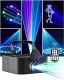WZYBUTA DJ Laser Lights, 3D Animation Laser Machine with Intuitive Remote, RGBW Party Laser Light Show, Sound Activated DMX Laser Light for DJ Parties Stage Club Disco Home Birthday