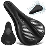 Bike Seat Cushion - Gel Padded Bike Seat Cover for Men Women Comfort, Extra Soft Exercise Bicycle Seat Compatible with Peloton, Outdoor & Indoor with Adjustable Velcro Secure Black