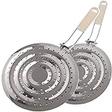 DALAO 2 Pack Double Thickening Heat Diffuser Reducer Flame Guard Simmer Plate, Stainless Steel for Electric and Gas Stovetops, Silver