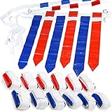WYZworks 12 Player Adjustable Flag Football Set - 3 Flags per Belt, 36 Flags Total for Adults and Youth (18 Red and 18 Blue Flags)