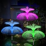Weepong Solar Garden Lights 3 Pack New Upgraded Solar Outdoor Lights Waterproof 7 Color Changing Double Jellyfish and Star Solar Flower Lights for Christmas Outdoor Yard Garden Decor,Gifts for Women
