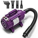 Burano Dog Dryer, High Velocity Pet Hair Dryer, 4.0HP Stepless Adjustable Speed Dog Hair Force Dryer for Dogs, Cats & More, Powerful Pet Blower with Heater