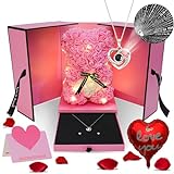 HYRIXDIRECT Flowers Rose Bear Valentine's Day Gifts Lighted up Artificial Forever Rose Everlasting Flower Teddy Bear Gifts for Her Women Mom Wife Wedding Mothers Day