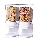 Zeadesign Cereal Dispenser Countertop 2Pc, Cereal Containers Storage, 5L Organization and Storage Containers for Kitchen, Dry Food Dispenser for Rice, Grains, Nuts, Snack,Oatmeal, Pet food, White